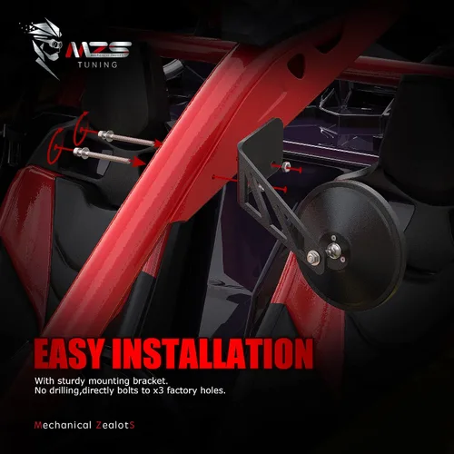 Miniatura 7 de MZS Espejos Laterales X3, Diseño Convexo de Estilo de Carrera con Visera Trasera y Soporte de Montaje Compatible 2017-2026 Maverick X3 Max Xds Xrs