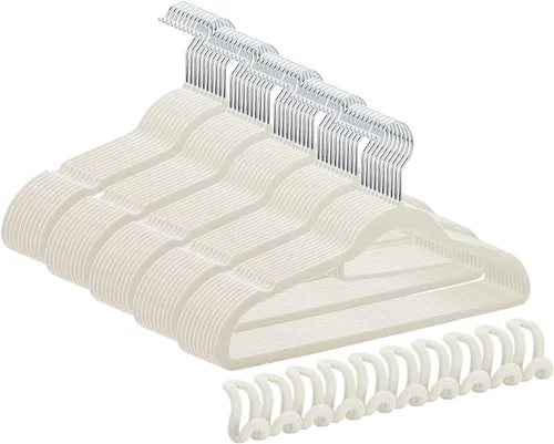 Miniatura 8 de Paquete de 50+10 perchas de terciopelo antideslizantes para ropa para trajes, perchas para ahorrar espacio de 15-20 libras, perchas resistentes