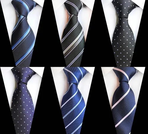 Miniatura 62 de WeiShang Lote de 6 corbatas clásicas de seda para hombre, corbatas tejidas jacquard