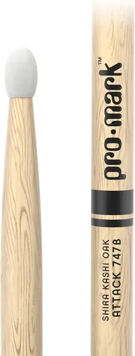 Miniatura 2 de ProMark Baquetas de batería Classic Attack 747B Shira Kashi Oak Baquetas, punta ovalada de nailon, un par Punta de nailon