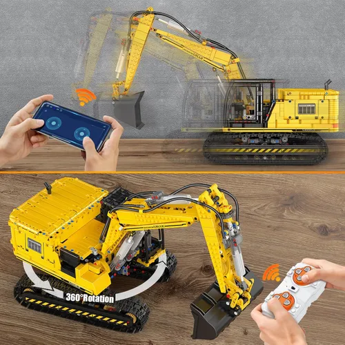 Miniatura 3 de Mould King - Juegos de construcción de excavadora RC, 13112 Kits de modelo de ingeniería con control remoto APP, conjuntos de vehículos