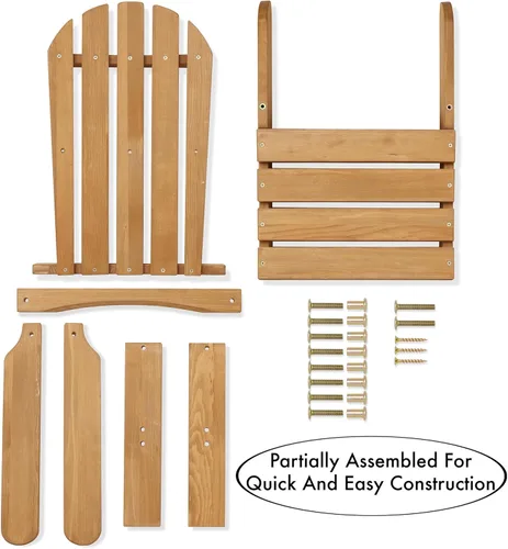 Miniatura 7 de Casafield Silla Adirondack para niños, sillas de madera de cedro para exteriores, para patio, terraza, césped y jardín, parcialmente premontada