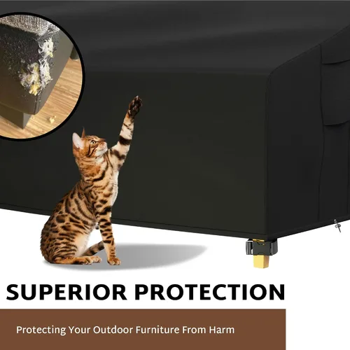 Miniatura 7 de iBirdie Funda para muebles de patio al aire libre de 130 x 100 pulgadas, 128 x 99 pulgadas, 126 x 98 pulgadas, sofá modular en forma de L, Negro