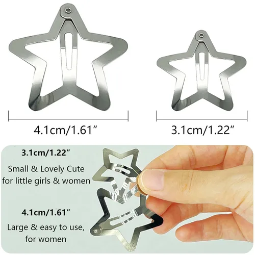 Miniatura 2 de GKETN 10 pinzas para el cabello de estrella de 1.22 pulgadas, pasadores antideslizantes para el cabello, accesorios para el cabello de estrellas
