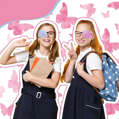 Miniatura 6 de Newcotte 12 piezas de parche para ojos para niños, reutilizable, ajustable, para niñas y niños, para gafas, para ojo izquierdo o derecho, patrones