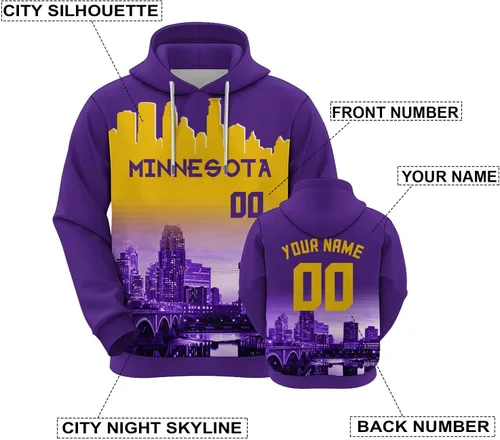 Miniatura 95 de Custom Football Hoodies City Night Skyline Personalized Sweatshirt Name Number Fan Gift Pullover for Men Women Youth