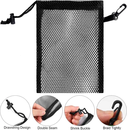 Miniatura 4 de iMucci Bolsa de malla con cordón de lavandería, bolsa de gimnasio con cordón de nailon con cierre de cordón, Negro 12, Classic