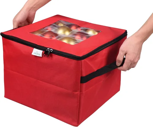 Miniatura 8 de ProPik - Caja de almacenamiento para adornos navideños, 3 bandejas separadas extraíbles con divisores para 48 esferas; organiza y protege