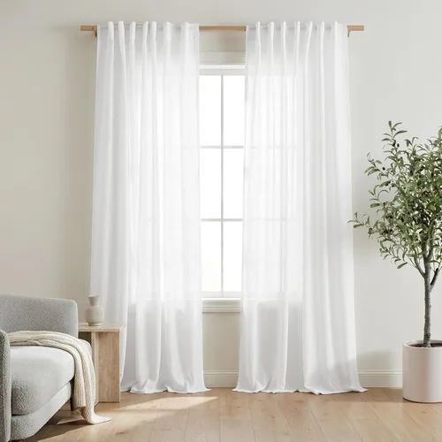 Miniatura 104 de Cortinas de lino azul claro de 90 pulgadas de largo para sala de estar, dormitorio de niñas, guardería, decoración acogedora de verano, bolsillo