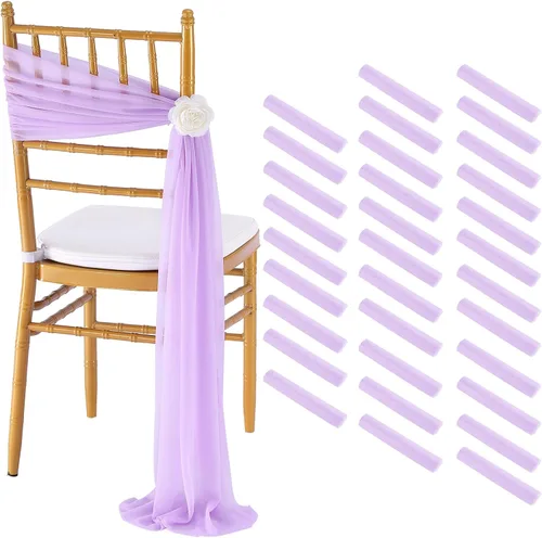 Miniatura 20 de Fanqisi 16 cintas para sillas con cintas de 8 pies de largo, cortinas de tela suave para decoración de bodas, iglesias, sillas, pasillos
