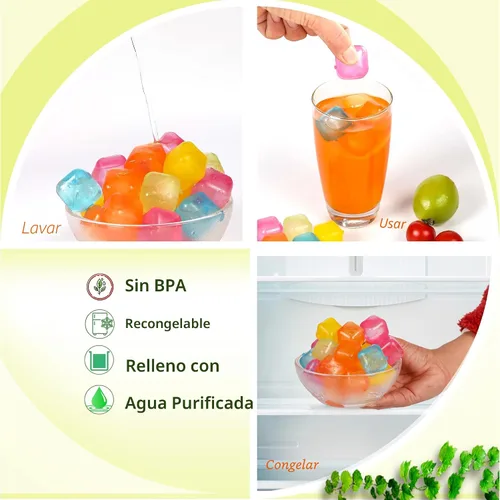 Miniatura 4 de Cubos de hielo de plástico reutilizables, paquete de 25 cubos de hielo coloridos recongelables para bebidas, whisky, vodka o café, cubos de hielo