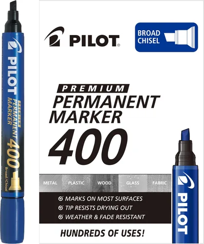 Miniatura 7 de PILOT Premium 400 marcadores permanentes, punta de cincel de punta ancha, tinta negra, caja de 12 unidades (SA4-BLK)