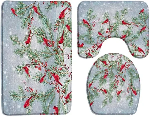 Miniatura 4 de Sunhe Tapete de baño de gnomo de Navidad, lindo gnomo, folklore, elfos, rojo y negro, búfalo, a cuadros, pino, bolas de Navidad, decoración de baño