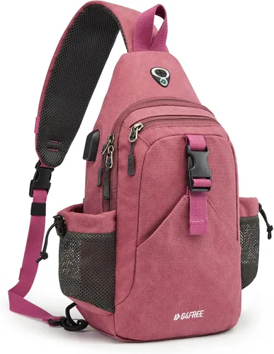 Miniatura 12 de G4Free - Mochila de lona con asa cruzada y puerto de carga USB con bloqueo RFID, mochila de pecho para senderismo, mochila de día para hombres