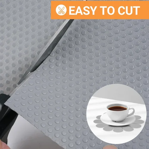 Miniatura 6 de FLPMIX Revestimientos de estantes para armarios negros: tapete impermeable para cajones de cocina, no adhesivo, fácil de cortar, revestimiento