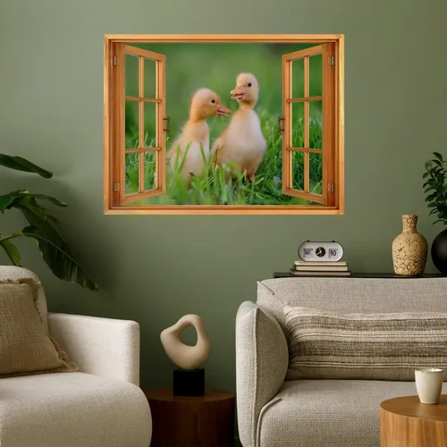Miniatura 17 de wall26 Adhesivo decorativo para pared, diseño de oso y mariposa fuera de una ventana abierta, no se pega ni se pega, papel tapiz no tejido