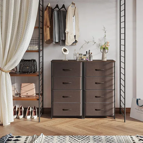 Miniatura 6 de ODK Cómoda para dormitorio con 4 cajones de almacenamiento, cómoda pequeña cofre de cajones de tela con marco de acero resistente, parte superior