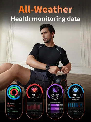 Miniatura 3 de SKG - Reloj inteligente para hombres y mujeres, reloj inteligente integrado con GPS de 1.43 pulgadas con más de 100 barómetros de magnetómetro
