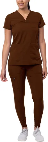 Adar Pro - Conjunto de ropa quirúrgica con mejora de movimiento para mujer, blusa médica con cuello en V y pantalón médico deportivo y para yoga