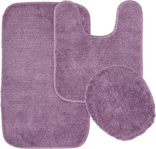 Miniatura 33 de Garland Rug 2 alfombras de baño tradicionales de nailon lavables color morado (17 x 24 pulgadas, 21 x 34 pulgadas), suaves, absorbentes y elegantes