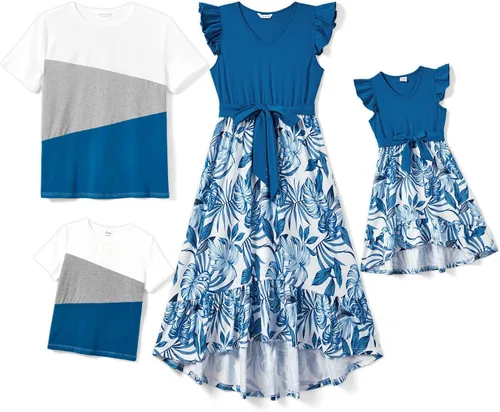 Miniatura 9 de PATPAT Conjuntos de verano a juego para la familia, vestidos y camisetas para mamá y yo, conjuntos de camisetas casuales para vacaciones