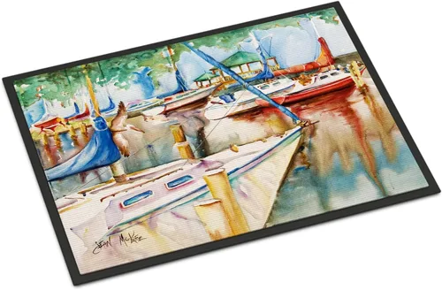 Miniatura 235 de Caroline's Treasures JMK1017JMAT - Tapete de caza de rana garza azul, 24 x 36 pulgadas, tapete para puerta delantera, interior y exterior