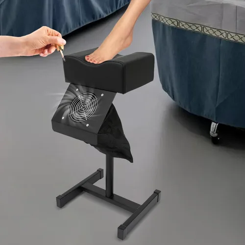 Miniatura 5 de Reposapiés de pedicura, taburete de pedicura con ventilador de limpieza de polvo, taburete elevador de salón de belleza de altura ajustable, soporte