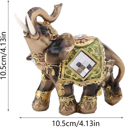 Miniatura 4 de Walfront Estatua de elefante verde, tronco, figura coleccionable, riqueza, suerte, Feng Shui, decoración para el hogar, regalo de 3.9 x 1.8 x 3.9