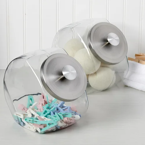 Miniatura 2 de Anchor Hocking Juego de tarros Coastal Blue Montana con tapas (2 piezas, 96 onzas, tapa de madera de acacia)