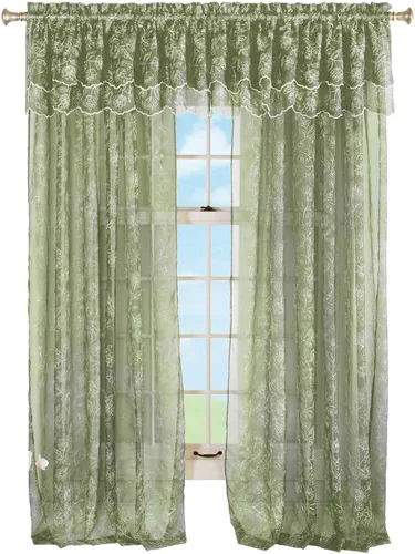 Miniatura 7 de Renaissance Home Fashion Stylemaster Reese - Cenefa festoneada transparente bordada en capas, 55 x 17 pulgadas, color moca