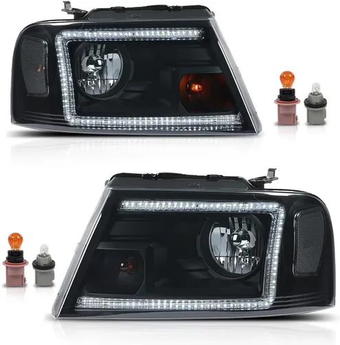 Miniatura 15 de G-PLUS Faros delanteros compatibles con Ford F150 2004-2008/Lincoln Mark LT 2006-2008, lente transparente, carcasa negra, reflector ámbar, faros
