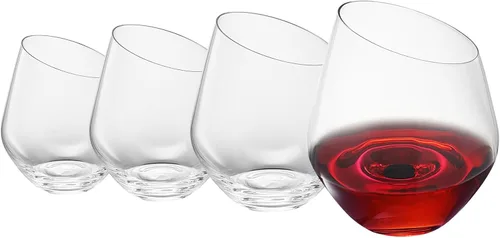 Miniatura 10 de Khen Copas de vino rosa, regalo Juego de 2 Cristalería inclinada de 18 onzas color rubor rosa, vidrio de tallo alto, regalos para esposa, novia