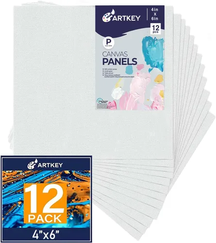 Miniatura 7 de Artkey Lienzos para pintar de 8 x 10 pulgadas, paquete de 12 unidades, 10 onzas, imprimados 100% algodón, blanco para pintura, suministros de arte