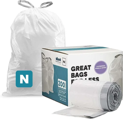 Miniatura 8 de Plasticplace Bolsas de basura de ajuste personalizado, compatibles con simplehuman Code N (50 unidades) forros de basura blancos con cordón de 12-13