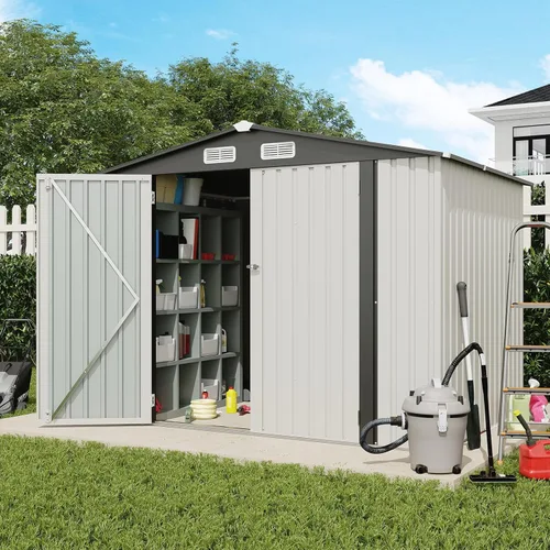 Miniatura 11 de Verano Garden Cobertizo de almacenamiento al aire libre de 5 x 3 pies, cobertizo de jardín de acero de metal galvanizado con puerta con cerradura
