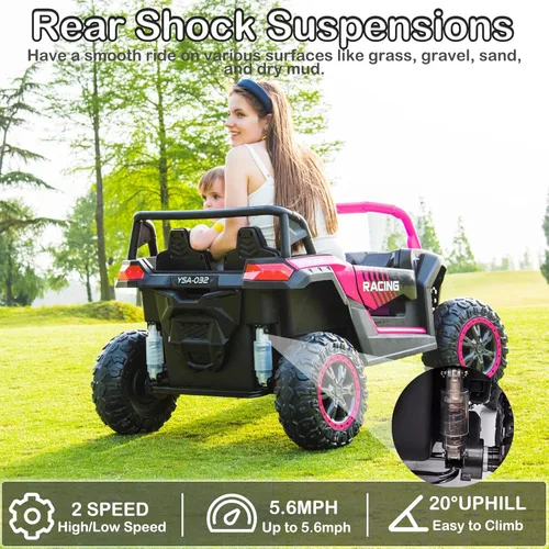 Miniatura 4 de NEWQIDA XXXL Vehículo de juguete de 24 V con batería para niños grandes 4WD Buggy UTV con neumáticos EVA, coche eléctrico para niños con control