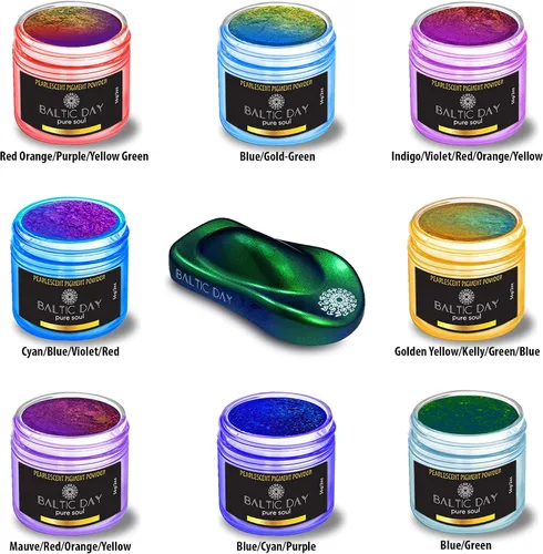 Miniatura 2 de BALTIC DAY - Chameleon Mica Powder, 8 Jars of Color Shift Mica Set - Epoxy Resin Color Pigment - Chameleon Powder Glitter - Holographic Mica Powder
