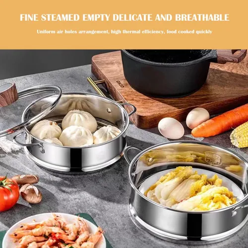 Miniatura 4 de Olla de vapor de acero inoxidable de 7.8 pulgadas de rejilla de cocción redonda para cocina, cesta de vapor para cocina, bollo de albóndigas Dim Sum
