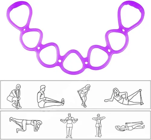Miniatura 7 de Saycker Banda de ejercicio de resistencia y estiramiento de 7 anillos para fitness en casa, entrenamiento central, terapia física (rosa)