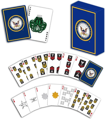 Miniatura 13 de Military Gift Shop Cartas de jugar con bandera estadounidense azul - Gráficos patrióticos - Calidad premium - Regalos para veteranos para hombres