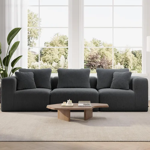 Miniatura 54 de Novilla 141" Sofá seccional modular, sofá seccional moderno en forma de nube con soporte Smarts Coil™, sofá sin huesos en forma de U para sala