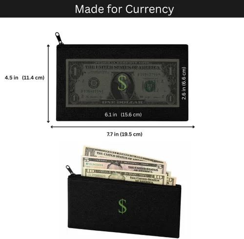 Miniatura 3 de Bolsa para efectivo/dinero. Impermeable, 7.7 x 4.5 pulgadas, tamaño perfecto, bolsa de viaje con icono de efectivo/símbolo/dólar/$. Organizador