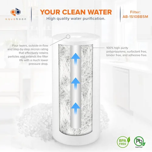 Miniatura 5 de Aquaboon Cartucho de filtro de agua de repuesto para sedimentos de agua de 5 micrones, 10 x 4.5 pozos para toda la casa, compatible con DGD-5005