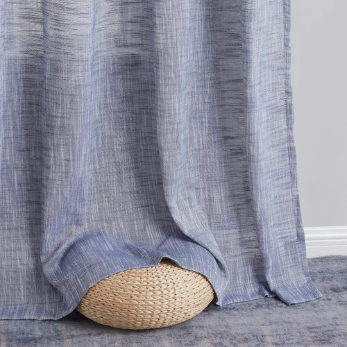 Miniatura 6 de HLC.ME Cortinas de lino sintético con textura semitransparentes que mantienen la privacidad y filtran la luz solar, con ojales, cortinas cortas
