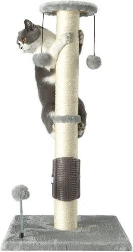 PEEKAB Poste rascador para gatos de 32 pulgadas de alto, postes de sisal con bola colgante y cepillo de auto-masaje, rascador vertical para gatos y
