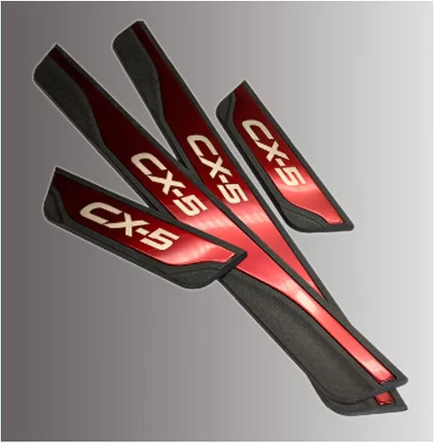 Miniatura 6 de para Mazda CX-5 CX5 2013-2025 4 piezas de acero inoxidable defensa del umbral de la puerta antiarañazos protector de parachoques puerta cubierta Rojo
