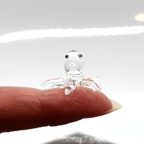 Miniatura 18 de Pulpo diminutas micro figuras sopladas a mano de vidrio de color arte animales coleccionables regalo decoración del hogar (negro)