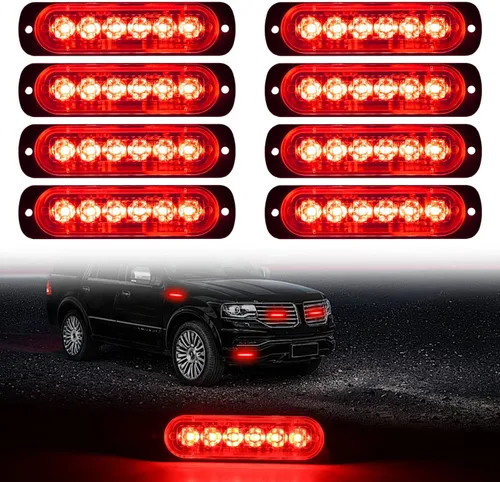 Miniatura 7 de DIBMS Barra de Luces Estroboscópicas LED de Emergencia 8x Blanco 6 LED Luz Estroboscópica de Advertencia Luz Intermitente de Emergencia Precaución