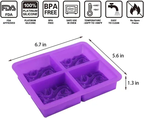 Miniatura 3 de HiParty Molde de jabón de ola oceánica, molde de silicona para hornear, molde de mousse de pudín de gelatina, hecho a mano, nubes de proceso frío