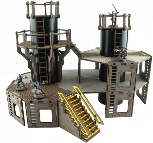 War World Gaming Industry of War Refinery 1 – Prepintado – 1.102 in Sci-Fi Wargaming Terrain Modelo Diorama Scenery Sci-Fi Batalla Mesa Guerra